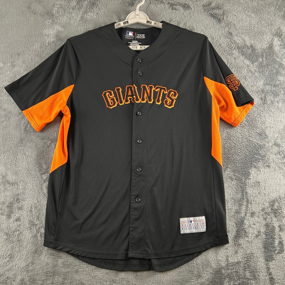 MLB San Francisco Giants Jersey Mens XL Black Orange TX3 Cool Baseball Button Up